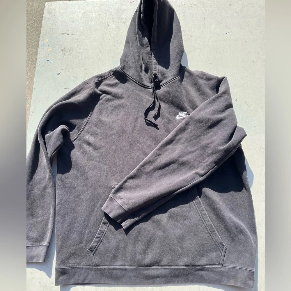 Men's Nike Hoodie Black Swish Logo 2XL Pocket Pullover Cotton Streetwear Active - Picture 6 of 12